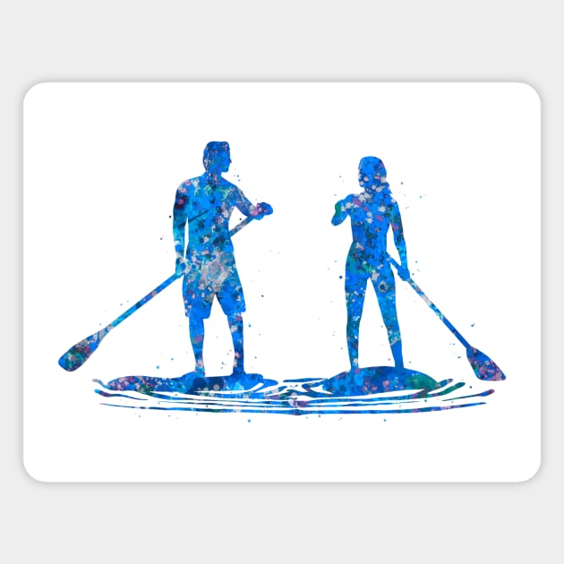 Paddleboard blue art Magnet by Yahya Art